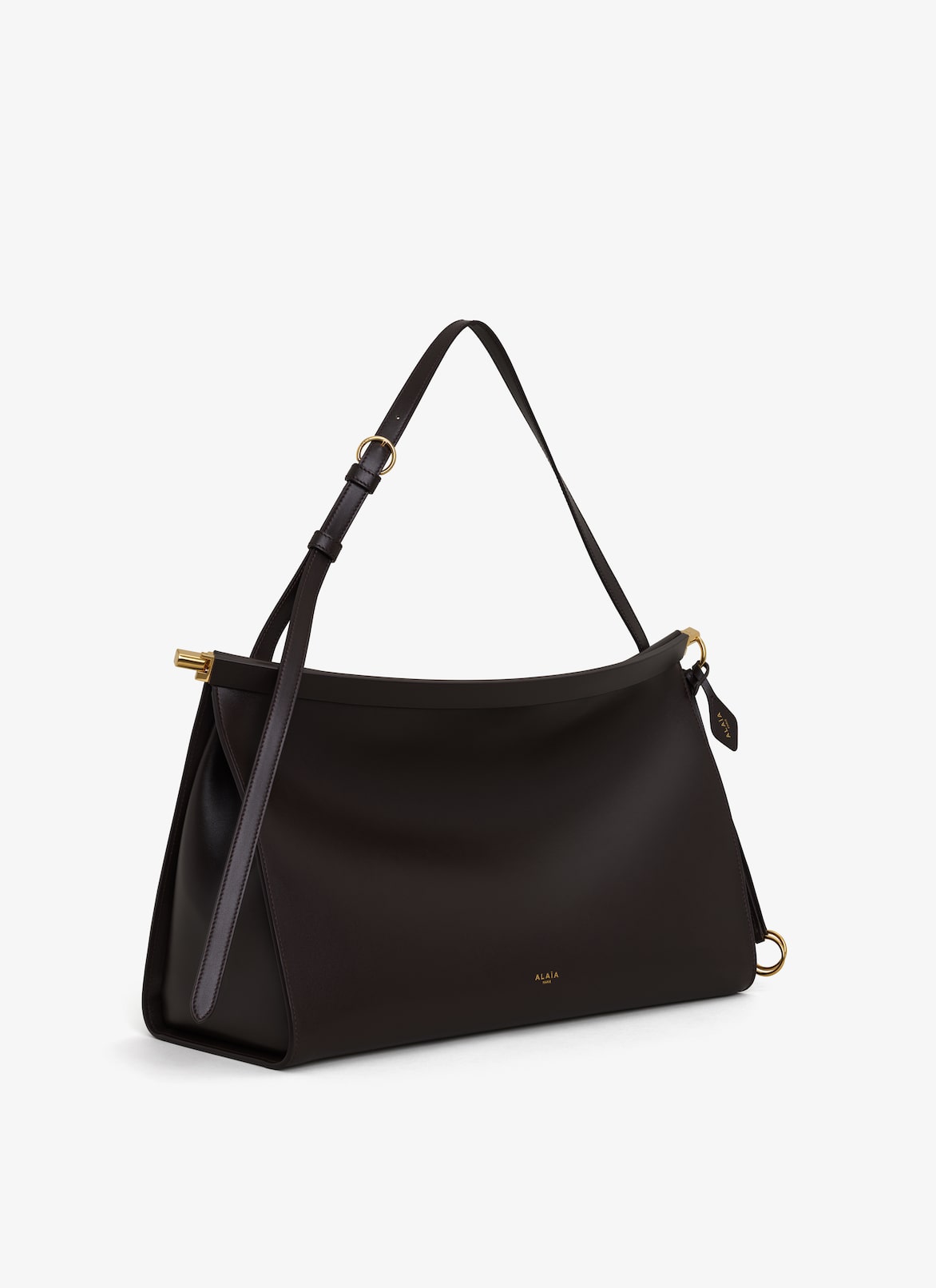 LE CLICK EAST WEST LARGE BAG IN LEATHER ALAÏA DARK BROWN LE CLICK EAST WEST LARGE BAG IN LEATHER